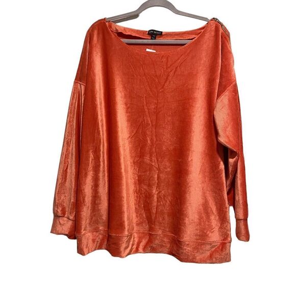Lane Bryant sweater ribbed knit metallic sheen orange soft should zip Size 18/20 - Picture 1 of 9